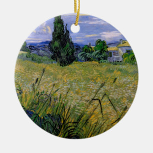 Grünes Weizenfeld mit Zypresse von Vincent van Gog Keramik Ornament