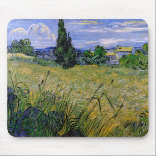 Grünes Weizenfeld mit Zypresse von Vincent van Gog Mousepad