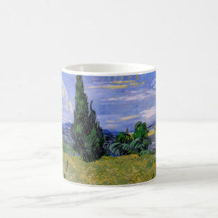 Grünes Weizenfeld mit Zypresse von Vincent van Gog Tasse