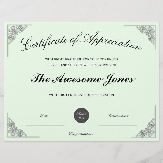 Grünes Wertgutachten mit benutzerdefiniertem Logo (Vorderseite)