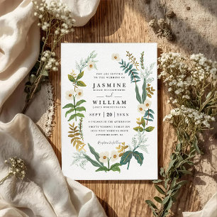Grünes Wiesen-Garland Blumen-Hochzeit QR-Code Einladung