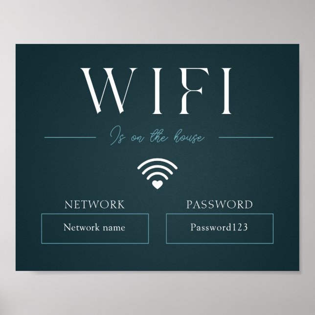 Grünes Wifi-Kennwort und Netzwerksignatur Poster (Vorne)
