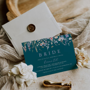 Grünes Wildblume-Brautparty für Multicolor Einladung