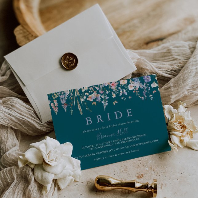 Grünes Wildblume-Brautparty für Multicolor Einladung (Von Creator hochgeladen)