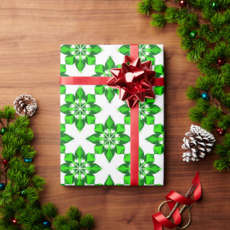 ❄ Grünes Winter-Schneeflockenraster ❄ Geschenkpapier