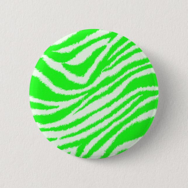 Grünes Zebra-Neonmuster Button (Vorderseite)