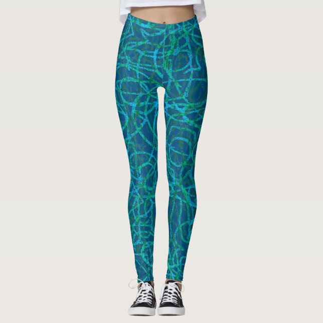 Grünes Zeilenmuster Leggings (Vorderseite)