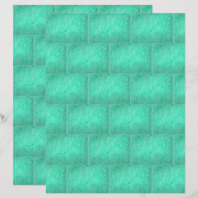 Grünes Ziegelmuster, Scrapbook Paper (Vorne/Hinten)