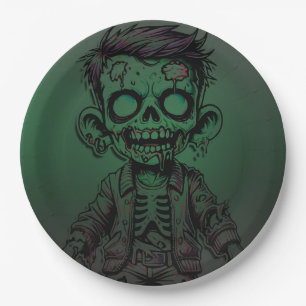 Grünes Zombie Kind Halloween Geburtstagsfeier Pappteller