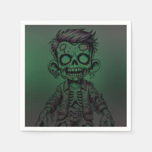 Grünes Zombie-Kind & Schleim-Halloween-Geburtstags Serviette