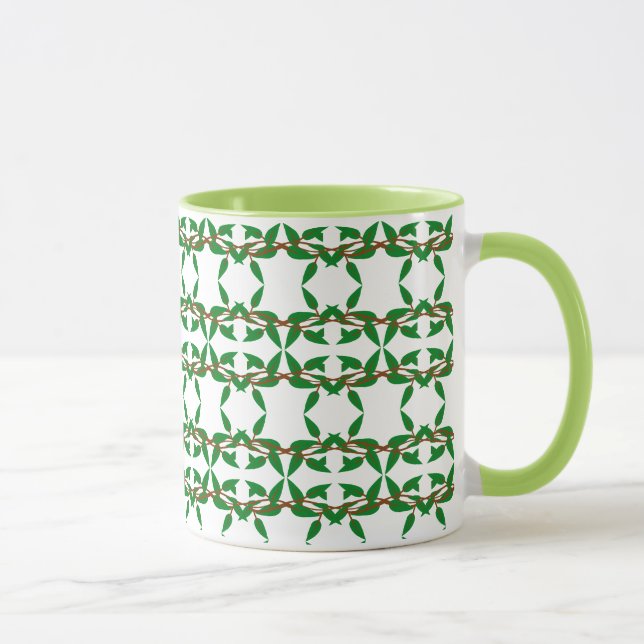 Grünes Zweigmuster Kaffee Teetasse (Rechts)