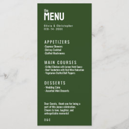 Grünes, zweiseitiges MENÜ + GETRÄNKE Minimalistisc Menükarte