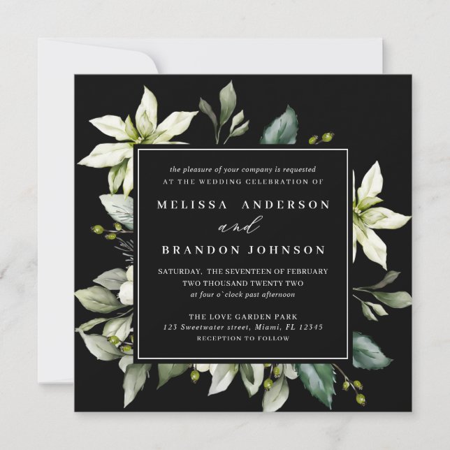 Grünfläche | Botanische Hochzeit mit Wasserfarbe Einladung (Vorderseite)