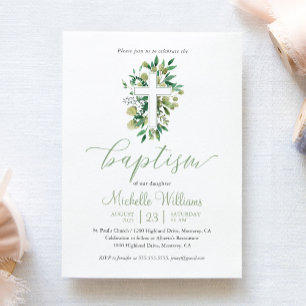 Grünfläche Farbe Kalligrafie Taufe Einladung