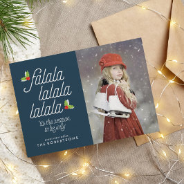 Grünflächen des Holly Christmas-Fotos Feiertagskarte