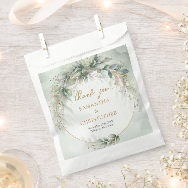 Grünflächen von Boho Eukalyptus zweigen Imitate Go Geschenktütchen (Ausgeschnitten)