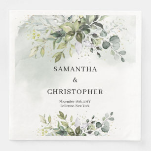 Grünflächen von Boho Eukalyptus zweigen Imitate Go Serviette