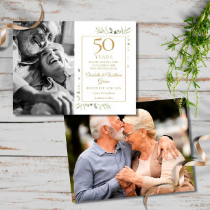 Grünflächen zum 50. Jubiläum 2 Fotos Save the Date Ankündigungspostkarte
