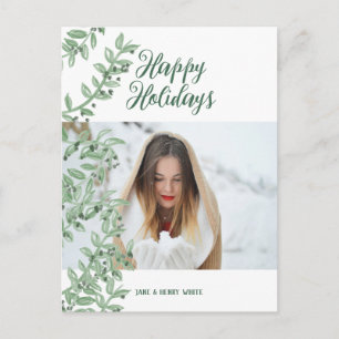 Grünflächen Zweigschrift Buchstaben Personalisiert Feiertagspostkarte