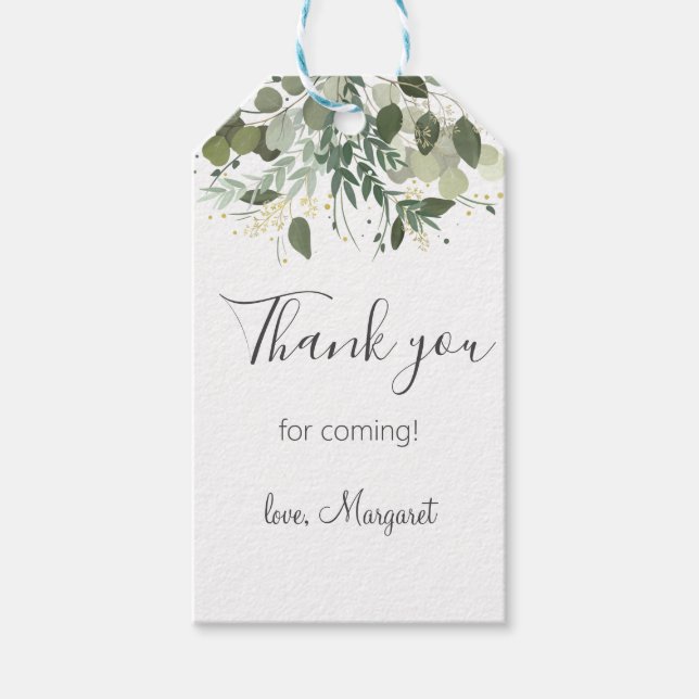 Grünfoliage Eucalyptus Gift Tags Geschenkanhänger (Vorderseite)