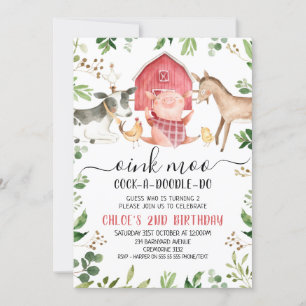 Grünfoliage Landtiere 2. Geburtstag Einladung