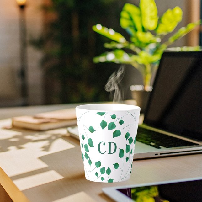 Grünfoliengrün-Monogramm Milchtasse (Von Creator hochgeladen)