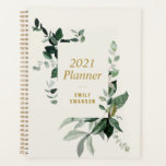 Grünfolienplaner 2021 planer<br><div class="desc">Ein Blumendesign mit wunderschönen Aquarellgrün-Blätter und Blattwerk. Sie können die Farben und den Text in diesem Planerbuch bearbeiten.</div>