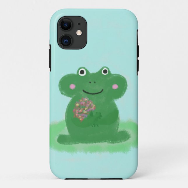 Grünfrosch mit Blume Case-Mate iPhone Hülle (Rückseite)