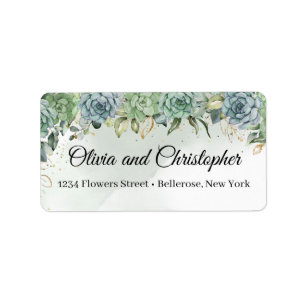 Grünfutter, Eukalyptus, Goldrahmen Adressaufkleber