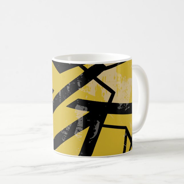 Grunge abstraktes geometrisches Design Kaffeetasse (VorderseiteRechts)