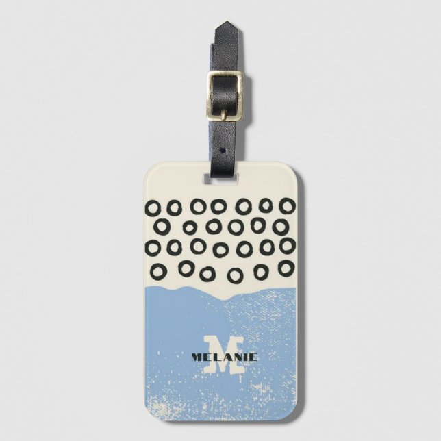 Grunge aesthetic abstract minimal Monogram Gepäckanhänger (Vorderseite Vertikal)