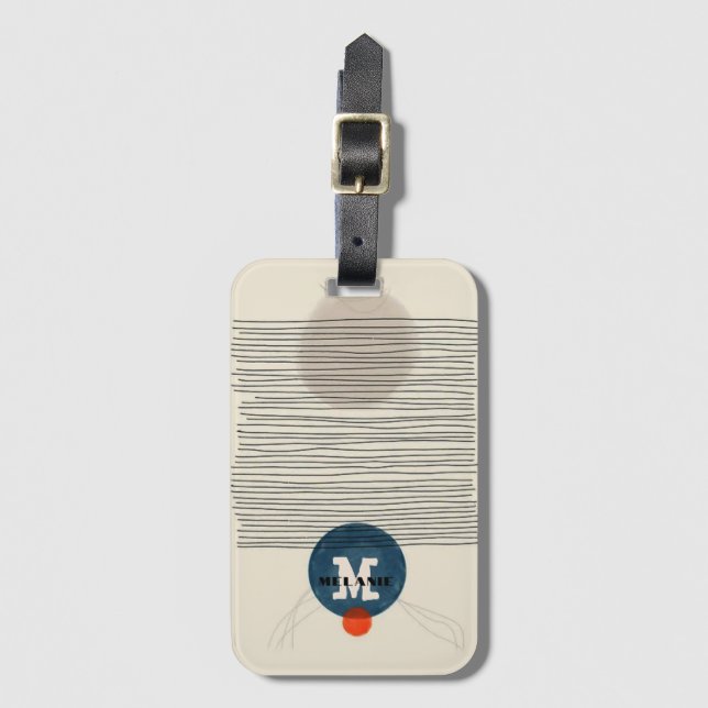 Grunge aestheticstripes minimal Monogram Gepäckanhänger (Vorderseite Vertikal)