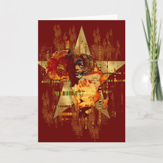 Grunge Africa Star Faces of Africa Tribal Postcard Karte (Vorderseite)
