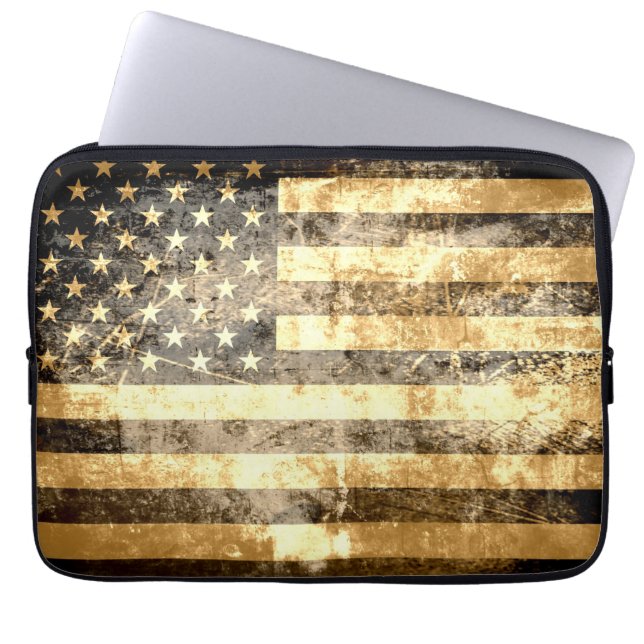 Grunge American Flag 3 Laptopschutzhülle (Vorderseite)