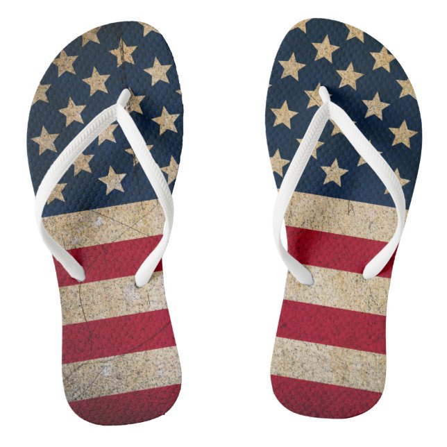 Grunge American Flag 4. Juli Flip Flops (Fußbett)