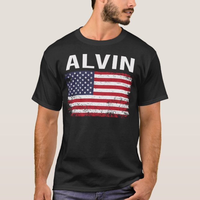 Grunge American Flag Alvin T-Shirt (Vorderseite)
