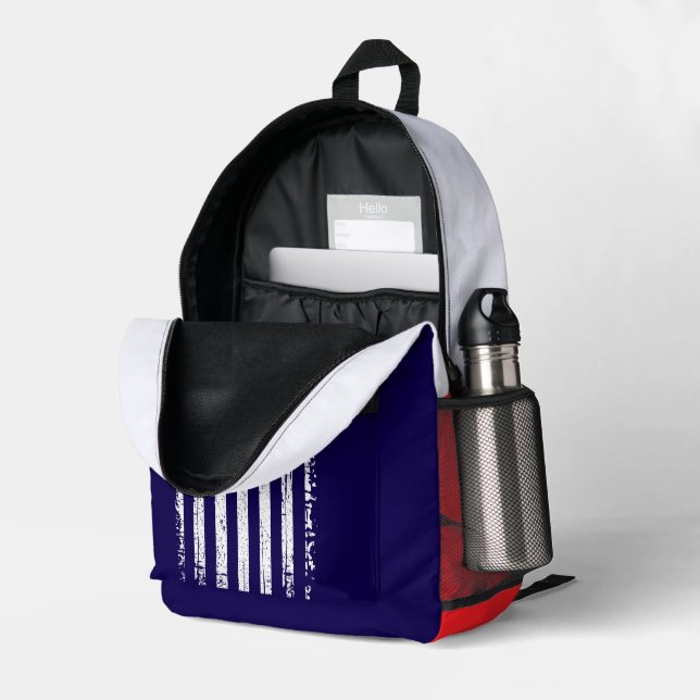 Grunge American Flag  Bedruckter Rucksack (Rückseitige Ecke links (Offen) )