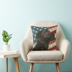 Grunge American Flag Black Labrador Retriever Kissen