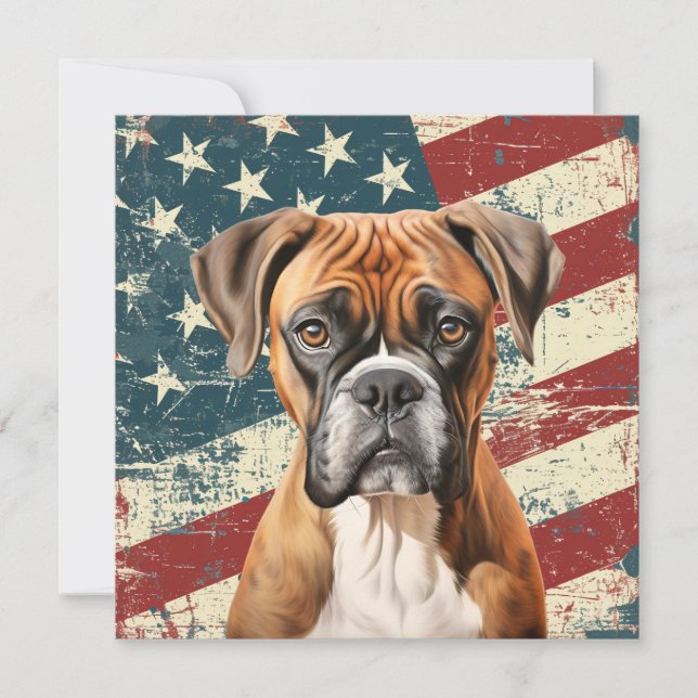 Grunge American Flag Boxer Dog (Vorderseite)