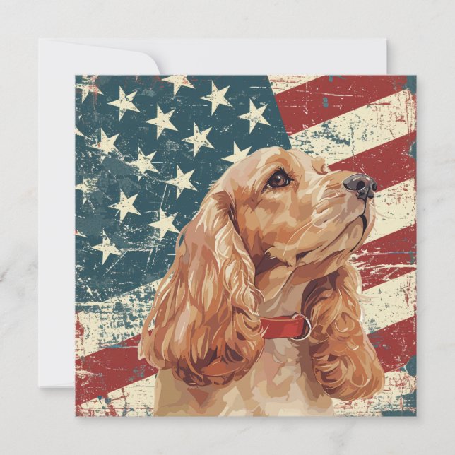 Grunge American Flag Cocker Spaniel Dog (Vorderseite)