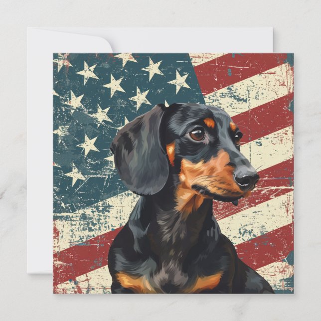 Grunge American Flag Dachshund Dog (Vorderseite)