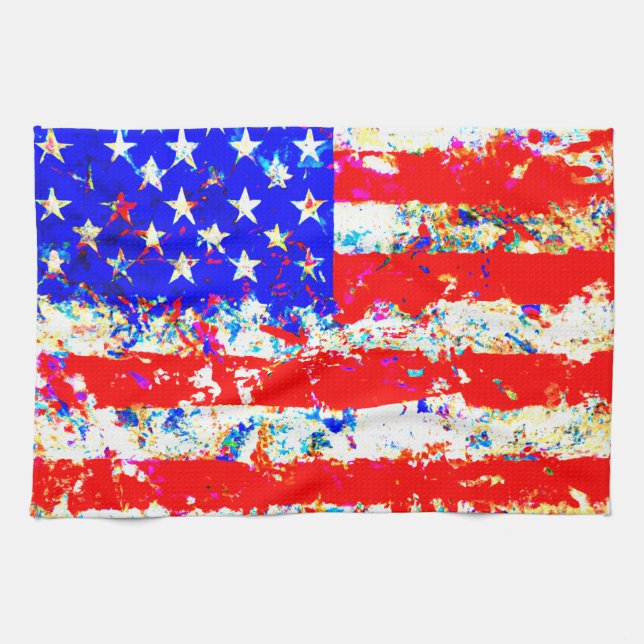 Grunge American Flag Geschirrtuch (Horizontal)