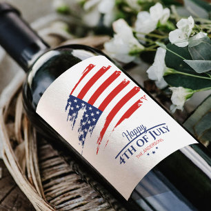 Grunge American Flag Happy 4. Juli ID104 Weinetikett
