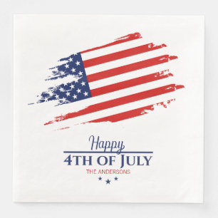 Grunge American Flag Happy 4th July ID1104 Serviette