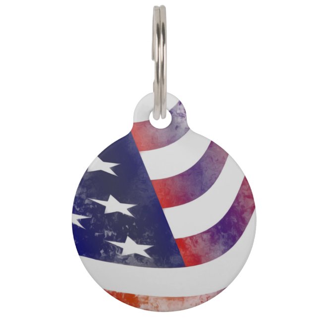 Grunge American Flag Haustiermarke (Vorderseite)