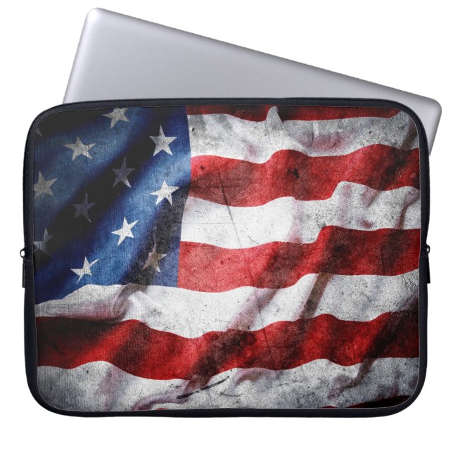 Grunge American Flag Laptopschutzhülle (Vorderseite)