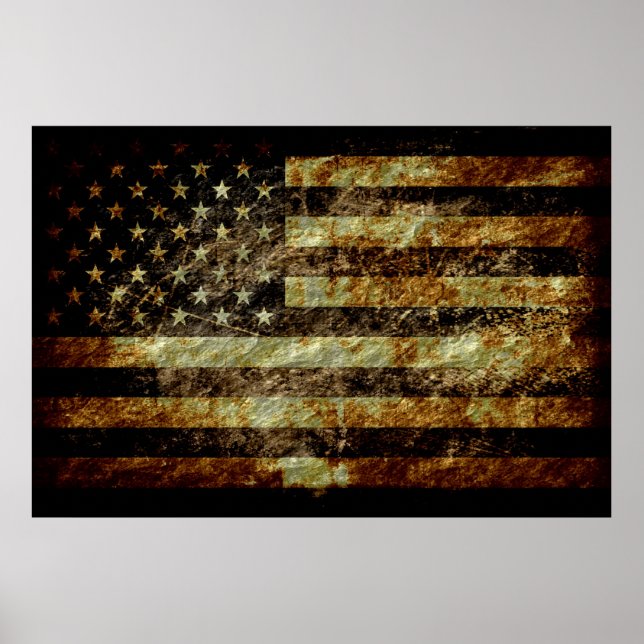 Grunge American Flag Poster (Vorne)