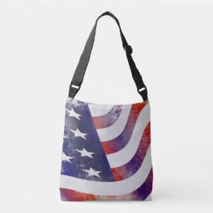 Grunge American Flag Tragetaschen Mit Langen Trägern