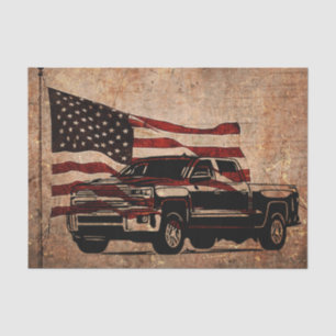 Grunge American Flag und Black Truck Patriotic Seidenpapier