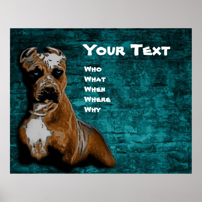 Grunge American Pitbull Terrier Portrait Poster (Vorne)